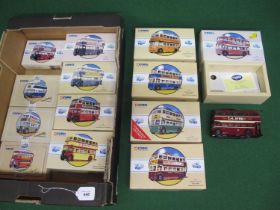 Thirteen Corgi Classic diecast buses and trolley buses to comprise: three Daimler CW, four AEC