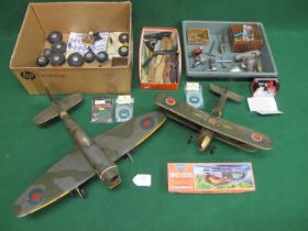 Two balsa model aircraft with provision for engines - 27" and 20" wingspans, four engines, twenty