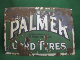 Large enamel advertising sign for Palmer Cord Tyres (Originators Of The Three-Rib Tread), black