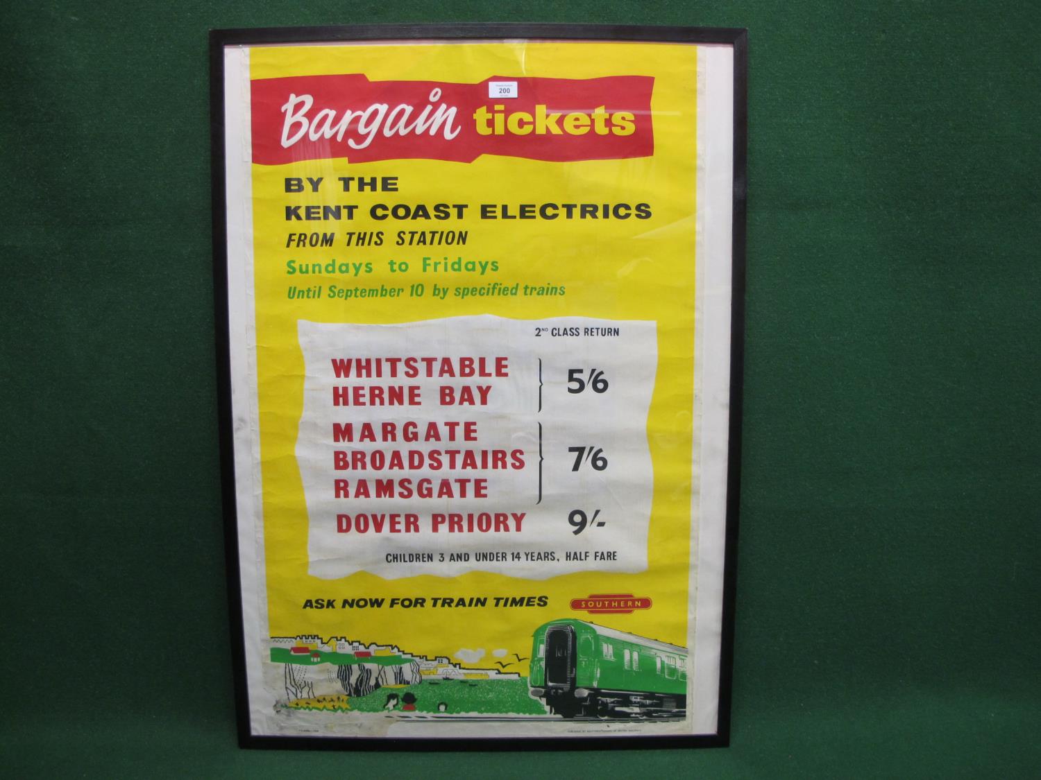 Original BR Southern Region 1966 poster Bargain Tickets By The Kent Coast Electrics From This