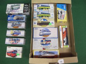 Fourteen Corgi diecast buses and coaches in various liveries to include: Greenline, East Kent,