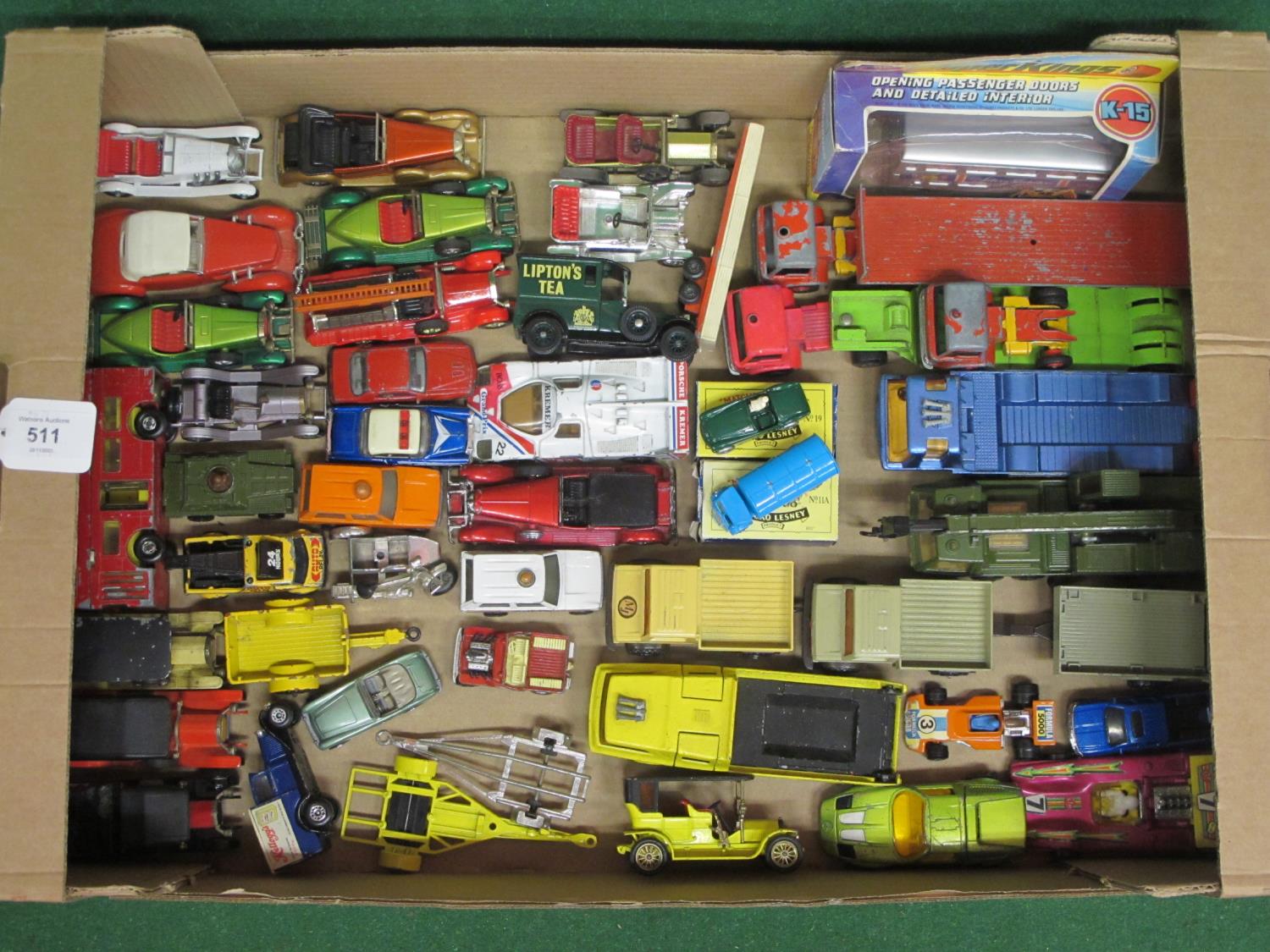 Box of approx forty six Matchbox vehicles, loose and playworn together with two replica Moko's and a - Image 2 of 2