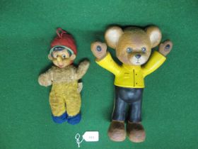 1970's sponge bear by Bendy together with a 1950's rubber faced plus Pinocchio made by Semco Ltd For