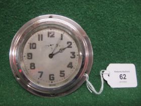 Nickel plated rim winding dashboard clock with seconds hand, stamped Patent and 21390 - mounting