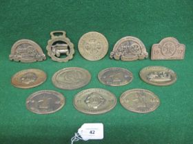 Twelve heavy brass rally plaques from the period 1995-2010 Please note descriptions are not