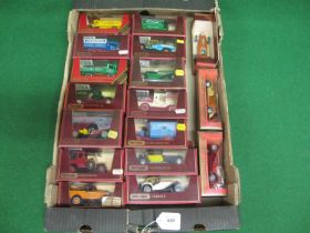 Seventeen 1980's Matchbox Models Of Yesteryear cars, vans, lorries and steam lorries, in maroon