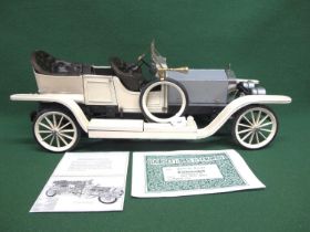 Large bespoke metal and wood 1:6 scale model of the 1907 Rolls Royce Silver Ghost. Working steering,