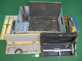 Crate of mostly boxed engineers tools to comprise: Moore & Wright 6"-10" micrometer with setting