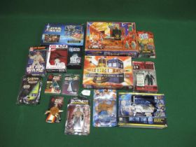 Eight boxed Star Wars toys to include: Ertl Luke Skywalker, a Darth Vader Puzzle, R2-D2 egg timer,
