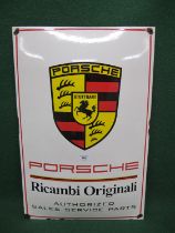 Enamel cushion advertising sign for Porsche Ricambi Originali - Authorised Sales Service Parts,