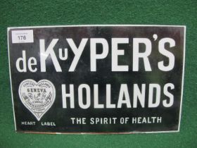 Glass Dutch sign stating that drink is healthy!, white letters on a black ground - 12" x 7.5" Please