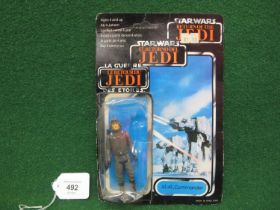 Star Wars Return Of The Jedi unpunched carded figure of the At-At Commander with a 70 figure back (