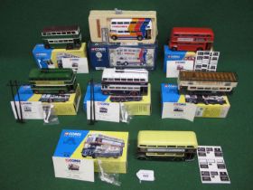 Seven 1996 Corgi Classic PSV's to include: LT, Stagecoach and Shillibeer Routemasters, Greenline