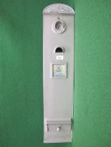 Restored wall mounted one shilling vending machine made by Harper Super Products. Finished in silver