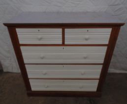 Satinwood chest of five painted drawers and Formica covered top - 40.5" wide x 39.5" tall Please