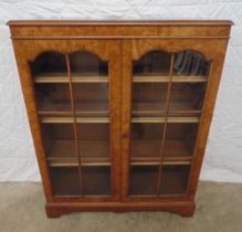 Walnut glazed bookcase having three adjustable shelves - 34.5" x 43.5" Please note descriptions