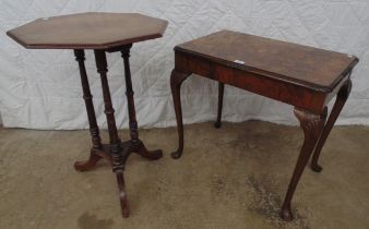 Two walnut occasional tables Please note descriptions are not condition reports, please request