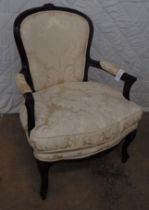 Reproduction French style open armchair with padded arms Please note descriptions are not
