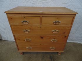 Victorian pine chest of five drawers with replacement handles - 40.25" wide x 40" tall Please note