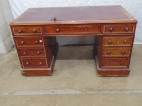 Victorian mahogany pedestal desk - 52.75" wide x 29" tall Please note descriptions are not condition