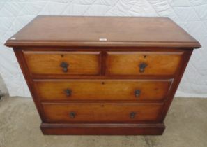 Walnut chest of four drawers standing on a plinth base - 42" wide x 44.5" tall Please note