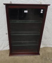Modern mahogany wall mounted display case with glass shelves - 21" x 31.5" Please note