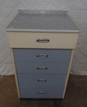 Formica top kitchen drawer unit of five painted drawers - 20.75" wide Please note descriptions are