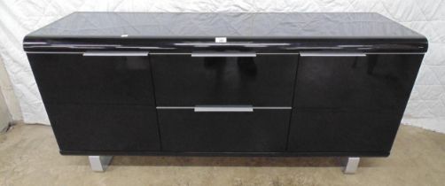 Black high gloss finish low sideboard - 57" x 26.25" Please note descriptions are not condition