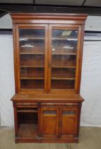 Glazed carved bookcase - 49.5" wide x 90.75" tall Please note descriptions are not condition