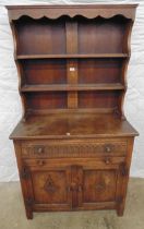 Oak dresser having two shelf plate rack over two drawers and two doors - 36.5" x 67.5" Please note