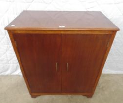 Mahogany two door record cabinet opening to reveal sectional interior - 29.5" wide x 35" tall Please