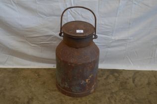 Un-named milk churn and lid with swing handle - 17.5" tall Please note descriptions are not