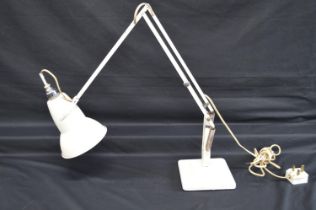 Mid century white painted Herbert Terry anglepoise desk lamp with square stepped base Please note