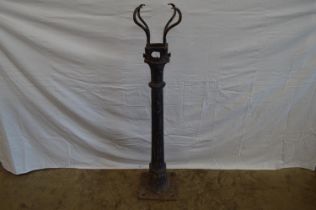 Cast iron lamp post of short proportions - 46.5" tall Please note descriptions are not condition