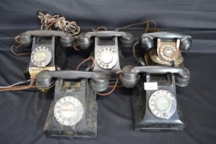 Group of four black Siemens telephones and one other Please note descriptions are not condition