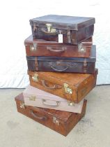 Collection of six suitcases - smallest 19.75" x 12.75" x 7", largest 28" x 16.75" x 8.5" Please note