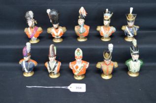 Set of ten Rudolf Kammer porcelain busts of military officers Please note descriptions are not