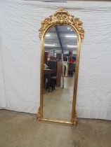 Ornate gilt framed mirror - 26.5" x 71" Please note descriptions are not condition reports, please