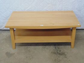 Modern oak two tier coffee table - 43.25" x 23.5" x 17.75" tall Please note descriptions are not