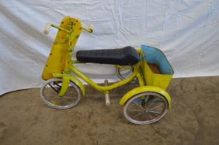 Vintage childs trike with hand peddle drive Please note descriptions are not condition reports,