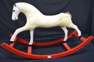 Painted wood and canvas rocking horse (for restoration) - 25" tall Please note descriptions are