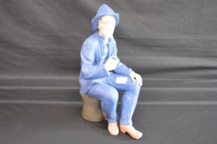 Nao figure of seated fisherman smoking his pipe - 15" tall Please note descriptions are not