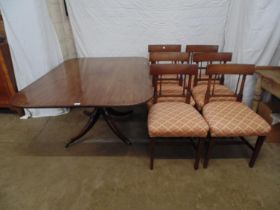 Georgian mahogany tilt top breakfast table - 43.75" wide x 58" long x 28.5" high together with a set