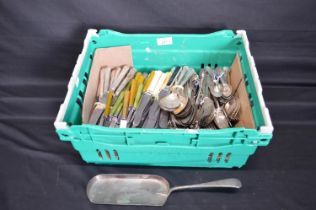 Box of assorted cutlery Please note descriptions are not condition reports, please request