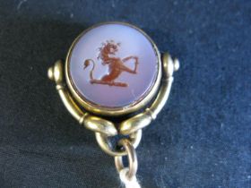18ct gold and stone set swivel fob (gross weight 14g) Please note descriptions are not condition
