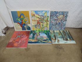 John Kielty Bell, six paintings on canvas signed Kielty Bell Please note descriptions are not