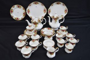 Royal Albert Old Country Roses teaset to comprise a mix of First and Second Quality: Tall teapot (