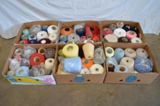 Six boxes of mixed yarn on cones Please note descriptions are not condition reports, please