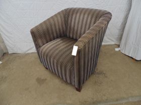 Modern tub chair in striped upholstery - 28" x 31" tall Please note descriptions are not condition