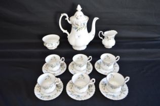 Royal Albert Brigadoon pattern tea set to comprise: teapot, sugar bowl, milk jug, six cups and six